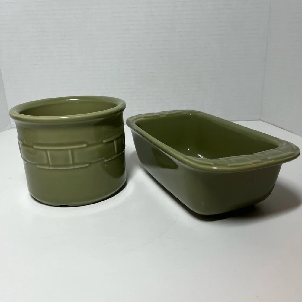Longaberger Woven Traditions crock and Loaf